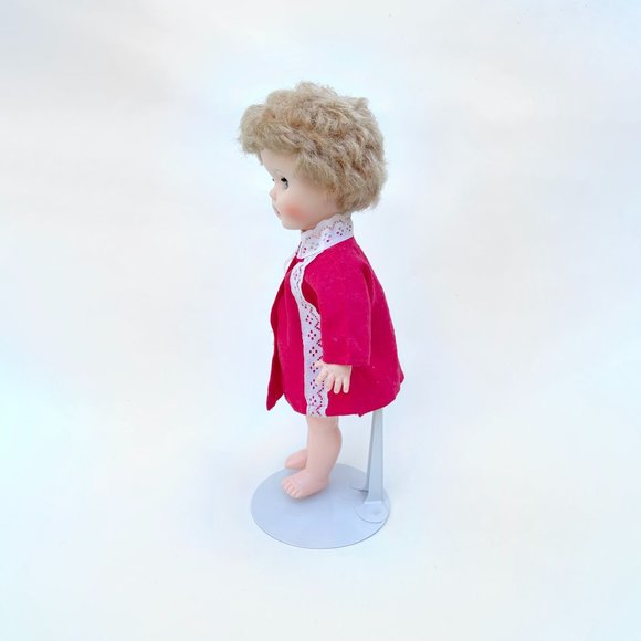 Vintage 60s Vinyl 12" Toddler Doll Marked K11 ~ Strawberry Blond Hair Aqua Eyes - Picture 4 of 10